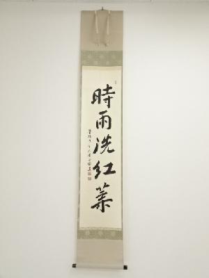 曼殊院山口圓道筆　「時雨洗紅葉」一行書　肉筆紙本掛軸（共箱）